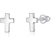 Limerencia Titanium Stud Earrings - Hypoallergenic Earrings for Women Men Sensitive Ears - Minimalist Jewelry Flatback Cross Bolt Cartilage Earrings