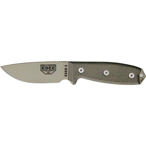 ESEE Unisex – Erwachsene Outdoormesser | Klingenlänge: 9.52 cm-Griff: Micarta-Model 3 Desert Tan Blade, Mehrfarbig, normal – Bild 4