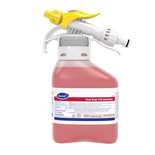 Diversey 5753116 Final Step 512 Sanitizer, Concentrated No Rinse Food Contact Kitchen Sanitizer, Ready-to-Dispense (RTD), 1.5-Liter