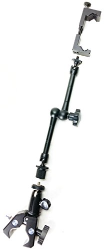 iShot Pro SecureGRIP Metal iPhone Universal Smartphone Tripod Camera Mount Adapter Holder + 11 inch 360° Extension Arm + HD Pipe Bar Pole Clamp - Fits All Cell Phones from 2.5 to 3.6 inch