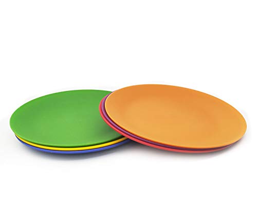 Plastic Plates Set of 12 - Unbreakable and Reusable 9.875 inches Dinner Plates, Multicolor | Dishwasher Safe, BPA Free - Thumbnail 4
