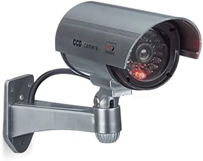Câmara de Vigilância de Parede Falsa com LED, Alimentada a Pilhas, Segurança, Plástico, 1 Unidade, 11 x 31,5 x 8,5 cm, Prateada