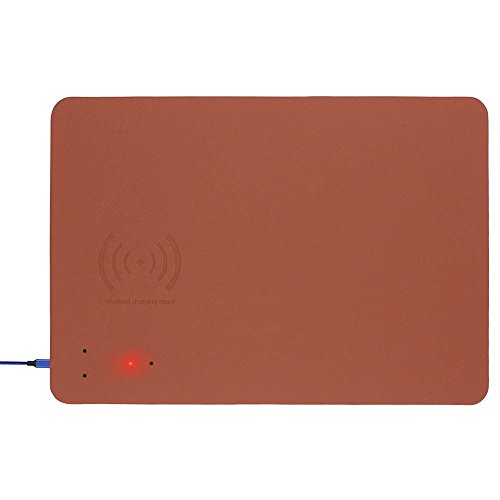 Qi Fast Wireless Charging Mouse Pad,Wireless Charging Mouse Pad,Qi Wireless Fast Charging Pad,Wireless Charger Mouse Pad Built-in Wireless Charger (Brown)