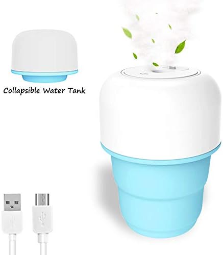 Idubai Mini Humidifier Travel Personal Humidifier USB Portable Water Humidifier Cool Mist Humidifier with Collapsible Water Bottle for Baby Room Bedroom Home Desk Office Yoga Car,Whisper-Quiet