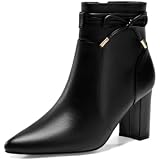 LACUONE Women's Square Toe Chunky Heel Sandals - 2.7 Inch Block Heels With Ankle Strap In A-Tan, Size 7.5