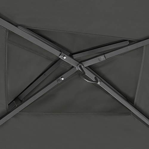 Keymaya 8x5 Grill Gazebo Shelter for Patio and Outdoor Backyard BBQ's, Double Tier Soft Top Canopy and Steel Frame with Bar Counters, Bonus LED Light (Gray) - Thumbnail 4