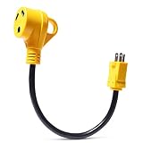 Snowy Fox RV 15Amp to 30Amp Adapter - 15Male/30Female Camper RV Electrical Adapter Power Cord with Innovative 180 Degree Bend Design Easy Ergonomic Grip Handle, 18inches,12AWG 125V/1875W