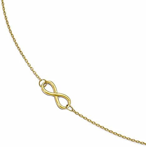 14k Yellow Gold Infinity Anklet 9 inches plus Extender