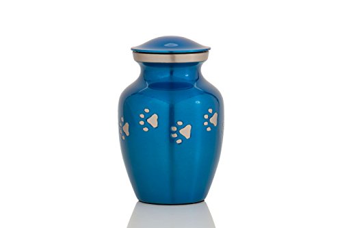 Enshrined Memorials Cremation Urn for Ashes - Cerberus Series Affordable Brass Handcrafted Pets Dogs Cats Funeral Burial Small 6 inch Paw Prints