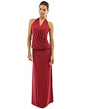 PattyBoutik Women's Halter Faux Wrap Blouson Maxi Dress