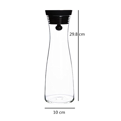 40 Ounces Borosilicate Glass Pitcher with Lid, Water Carafe Jug for Hot/Cold Water, Ice Tea and Juice Beverage