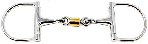 Professional Equine SS D-Ring Dog Bone Copper Roller 5″ Mouth Snaffle Horse Bit 35520B