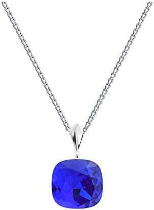 **Beforya Paris** Necklace Square Colours Variations - Genuine 925 Silver - Great Necklace - Beautiful Ladies Gift with Silver Chain from Swarovski Elements