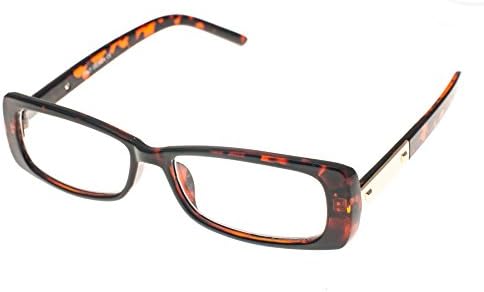Kyara Eyewear Womens High Fashion Rectangular Gold Arm Décor Reader Glasses Tortoise +2.25