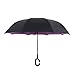 Silkclo Windproof Uv protection Reverse Folding Double Layer Inverted Umbrella Travel Umbrella and Self Standing Inside Out Rain Protection Umbrella with C-shaped Hands Free Handle