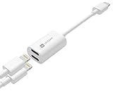 Ubittek Dual Lightning Charge & Audio Cable for iPhone 7, iPhone 7 Plus, ipad and any Lightning device that runs iOS 10 or later (white)
