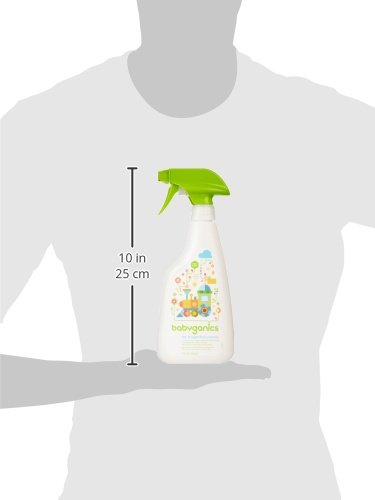 BABYGANICS TOY & HIGHCHAIR CLEANER SPRAY, FRAGRANCE FREE, 17OZ SPRAY BOTTLE, MADE WITHOUT AMMONIA, BLEACH, PHOSPHATES, PHTHALATES OR DYES, PACK OF 2.