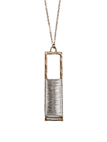 Hand Made Sleek Rectangle Wire Wrapped in Gold and Silver Necklace for Women | SPUNKYsoul Collection (Gold)