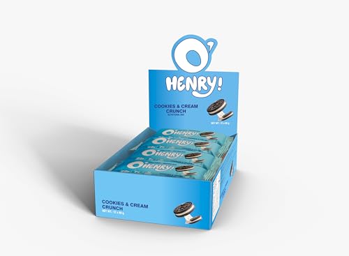 O Henry Collagen + Protein Bar - Cookies & Cream Crunch, No Added Sugar, 22g Protein, Pack of 12 (60g Each)