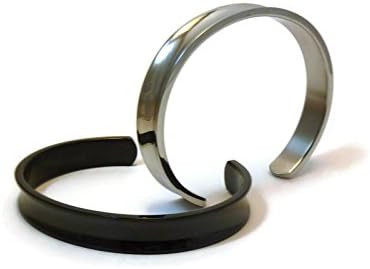 Hair Tie Bracelet by XSV Products - Stainless Steel Hair Tie Holder Bangle (Black + Silver)