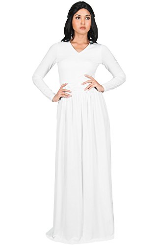 KOH KOH Petite Womens Long Sleeve Floor Full Length V-Neck Ruched Empire  Waist Formal Fall Winter Wedding Abaya Modest Muslim Evening Gown Gowns Maxi