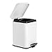BINO Stainless Steel 1.6 Gallon / 6 Liter Square Step Trash Can, Matte White