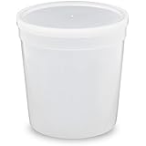 ¼ Gallon (32 oz.) Food Grade Tall Round Container with Lid - Translucent - Single Seal Lid - 50 Pack