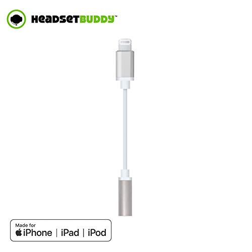 Headset Buddy [MFi-Certified] 3.5mm to Lightning Headphone Jack Audio Adapter for iPhone 8/ iPhone X/iPhone Xs/XS Max/XR/iPhone 11 and More (PH35-LTGM)