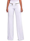 LOSRLY Women Solid Color High Waist Zipper Wide Leg Palazzo Long Pants Plus Size