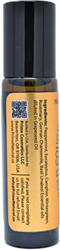 Cold Cough Congestion Relief Essential Oil Roll On 10ml, Pre-Diluted Ready to Use, Pure, Therapeutic Grade Roller to Naturally Relieve Sinus Issues, Allergy, Respiratory Problems, Headache