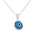 My Daily Styles 925 Sterling Silver Light Blue Glass Evil Eye Pendant Necklace With Chain 18
