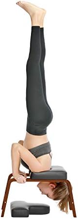 Desire Life Yoga Headstand Bench - Stand Yoga Chair for Family, Gym - Wood and PU Pads - Relieve Fatigue and Build Up Body