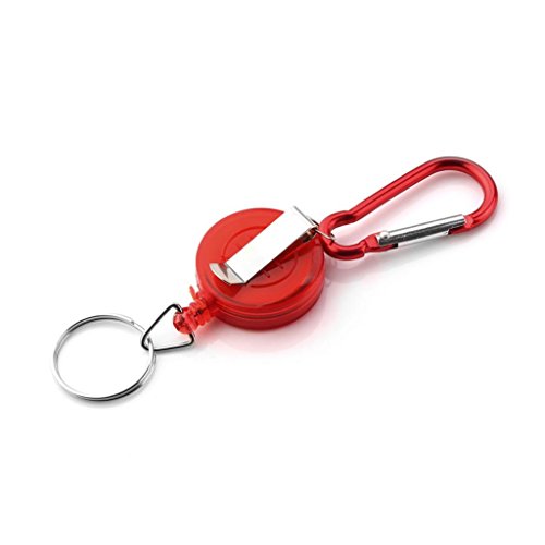 Dartphew Toys,1PCS Fashion Retractable Key Chain Badge Reel - Recoil Carabiner ID Ski Pass Holder (Black Blue Purple Red) (Red)