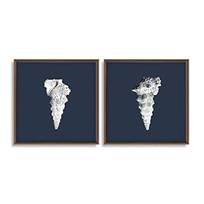 2 Piece Framed Canvas Wall Art for Living Room, Bedroom Conch Theme Canvas Prints for Home Decoration Ready to Hang - 16"x16"x2 Panels