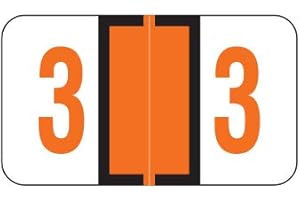 Doctor Stuff - File Folder Labels, Number 3, Jeter 6100 Match - JRNM Series Chart Stickers, Dark Orange, 15/16" x 1-5/8", #3, 500/Roll