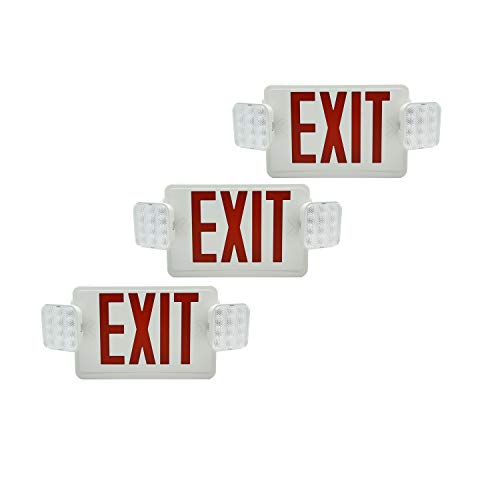 HYD-PARTS 6 Packs Emergency EXIT Sign LED Light Fixture Two Heads Fire Safety Lights Plus Back Up Battery Pack, Commercial, Fire Resistant, US Standard Red Letter - UL Listed (Red) - Thumbnail 3