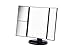 Makeup Vanity Mirror - LED lighted - By King Kosmetics, Magnification (2x,3x), Black Large Trifold Cosmetic Mirror with 21 LED Lights & 180° Adjustable Rotation, Dual Power Supply