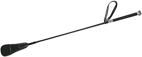 Black Leather 25 '' Horse Riding Whips / Crops / Wrist Strap Riding Sticks with Loop Handle