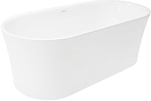 ANZZI 67" Freestanding Air Jetted Whirlpool Bathtub - White Acrylic Soaking Tub with LED Lights & Touch Controls | FT-AZ067