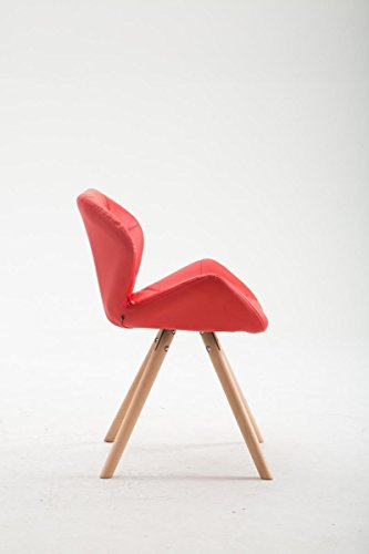 CLP-Sedia-Design-rtro-Tyler-Imbottita-in-Similpelle-Poltroncina-Deco-Gambe-Tonde-e-Telaio-in-Legno-di-Faggio-I-Sedia-Visitatore-con-Schienale-I-Portata-Max-125-kg-Rosso-Natura