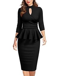 Miusol - Vestido de cóctel para mujer, estilo retro de media cuello, estilo volante