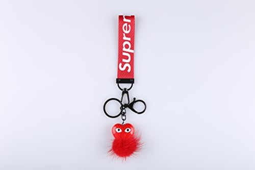 Fabric Keychain Wristlet Lanyard with heart, lobster hook and key ring for Phone, Keys, ID tags, Purse, USB, etc (SUPREME)