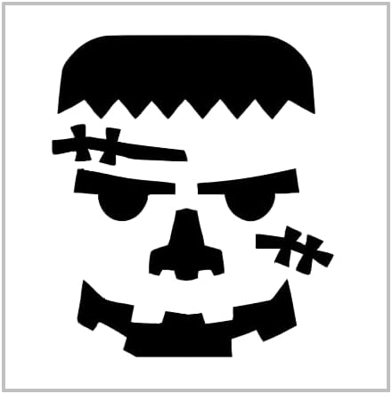 Mixed Media - Frankenstein Stencil 4 Inch Face Halloween Design Holiday Pumpkin Carving Reusable Sheet for DIY craft crafting card making cookie cake airbrushing small miniature MIN113