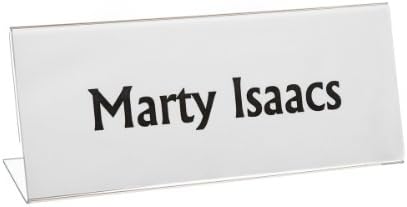 Clear Plastic Print &amp; Slide Name Card Holder - Transparent Name Plate For Tables