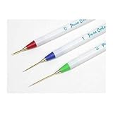 Set of 3 Sable NAIL ART Brushes Pen, Detailer Liner and Striper (Long)