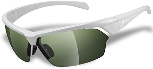 Flux CA158 Polarized Sports Sunglasses for Man or Woman Cycling Fishing Golf … (Gloss White, Green)