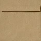 6 1/2 x 6 1/2 Square Invitation Envelopes w/Peel & Press - 100% Recycled - Grocery Bag Brown (50 Qty.)