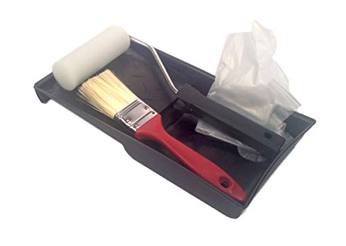 PAINT KIT SET 5-Piece TRAY ROLLER FOAM PAD BRUSH Painters GLOVES New - Thumbnail 4