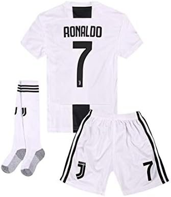 Yanfirstfc Juventus Home #7 Ronaldo 2018-2019 Kids/Youth White Soccer Jersey & Shorts & Socks