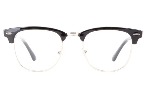 Newbee Fashion - Slim Oval Style Celebrity Matte Finish Pattern Temple Reading Glasses by IG, Black/Silver